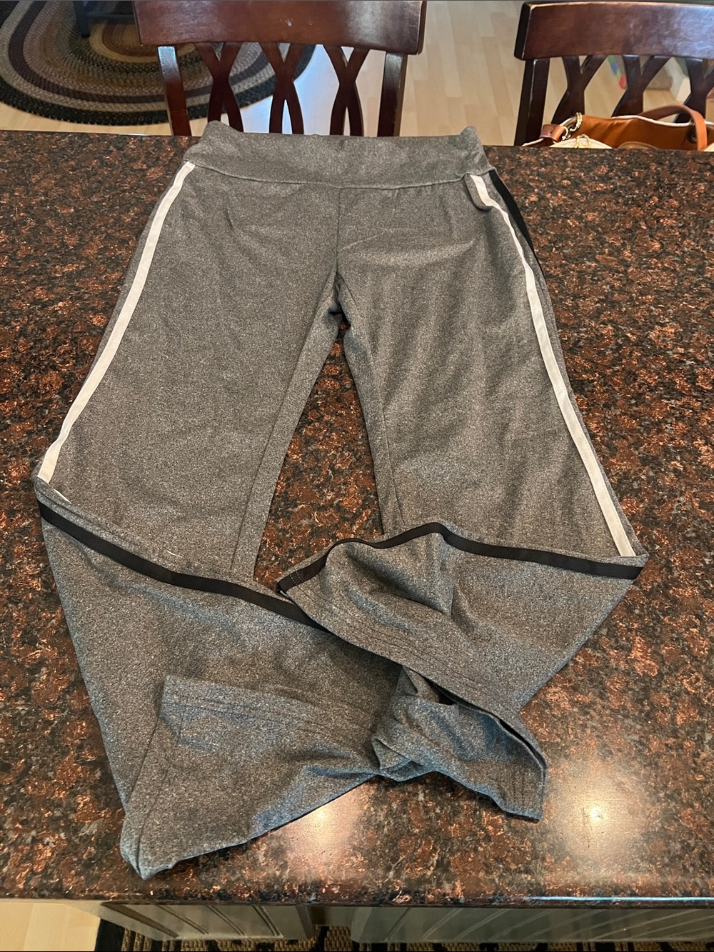 Girls' Gray Active Track Pants with Side Stripe